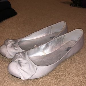Silver ballet flats